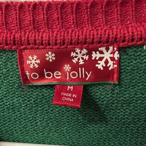 To Be Jolly Women's Crewneck Christmas Sweater - Red, Green, White ~Size Medium - Picture 2 of 9